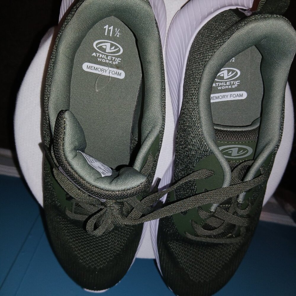 athletics works memory foam green sneakers
